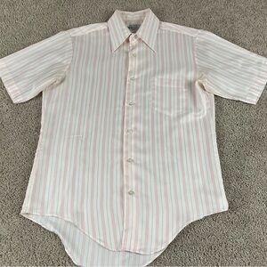 Vintage Shirt Mens Size 15 70s Dagger Collar Rockabilly Club Rave Button Up T668